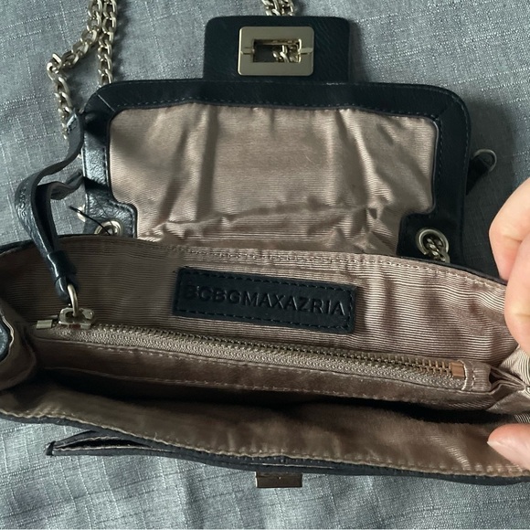 BCBG MAXAZRIA Leather Brown Chain Strap Crossbody And Chain Top Handle - Picture 5 of 8